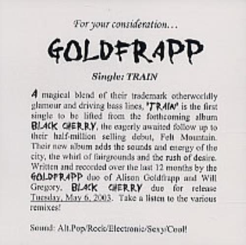 Goldfrapp Train Remixes CD-R acetate US FPPCRTR252188