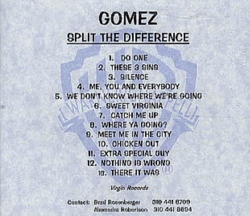 Gomez Split The Difference CD-R acetate US GMZCRSP300185