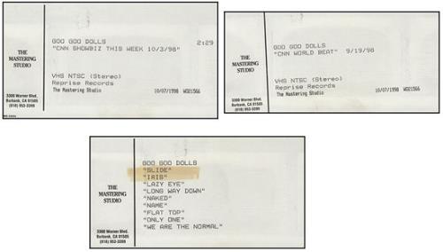 Goo Goo Dolls Set Of 3 Promotional Videos video (VHS or PAL or NTSC) US GGDVISE428031