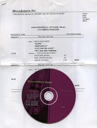 Goo Goo Dolls Up Close CD album (CDLP) US GGDCDUP131938