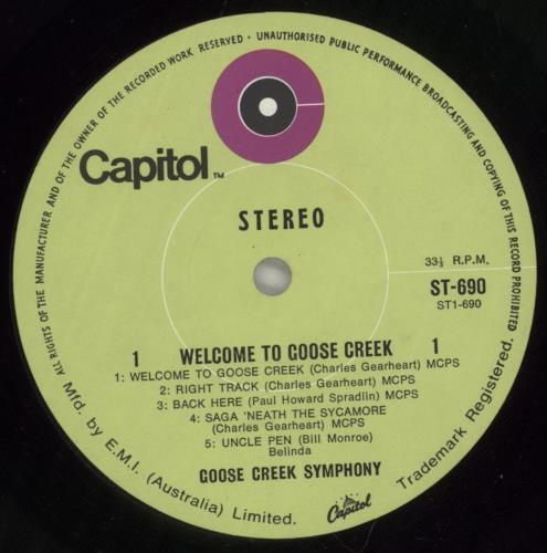 Goose Creek Symphony Welcome To Goose Creek vinyl LP album (LP record) Australian G18LPWE878764