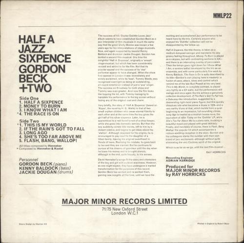 Gordon Beck Half A Jazz Sixpence - EX vinyl LP album (LP record) UK G\BLPHA698495