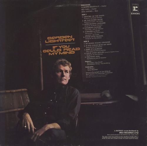 Gordon Lightfoot If You Could Read My Mind vinyl LP album (LP record) UK GDNLPIF662113