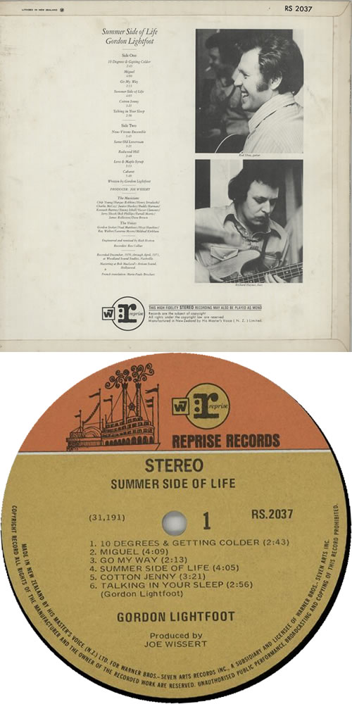 Gordon Lightfoot Summer Side Of Life vinyl LP album (LP record) New Zealand GDNLPSU636300