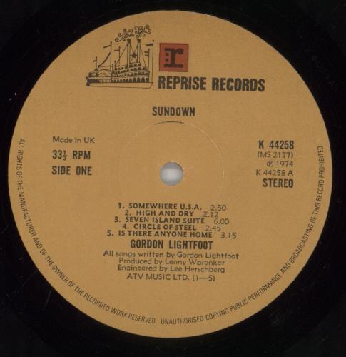 Gordon Lightfoot Sundown vinyl LP album (LP record) UK GDNLPSU563677