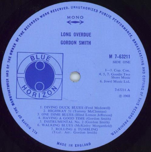 Gordon Smith Long Overdue vinyl LP album (LP record) UK GQSLPLO748150