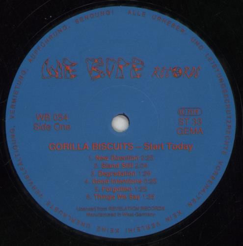 Gorilla Biscuits Start Today vinyl LP album (LP record) German IQ3LPST651844