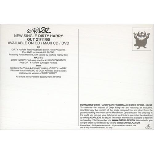 Gorillaz Dirty Harry handbill UK GLZHBDI422803