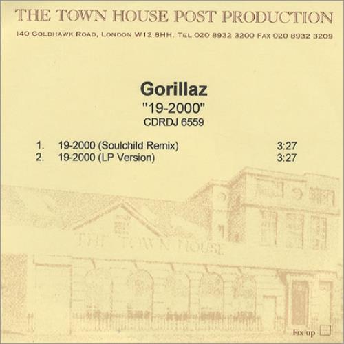 Gorillaz Nineteen-2000 CD-R acetate UK GLZCRNI191049