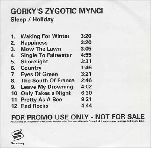 Gorky's Zygotic Mynci Sleep/Holiday CD-R acetate UK GZMCRSL260378