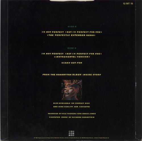 Grace Jones I'm Not Perfect (But I'm Perfect For You) 12" vinyl single (12 inch record / Maxi-single) UK GJO12IM10568