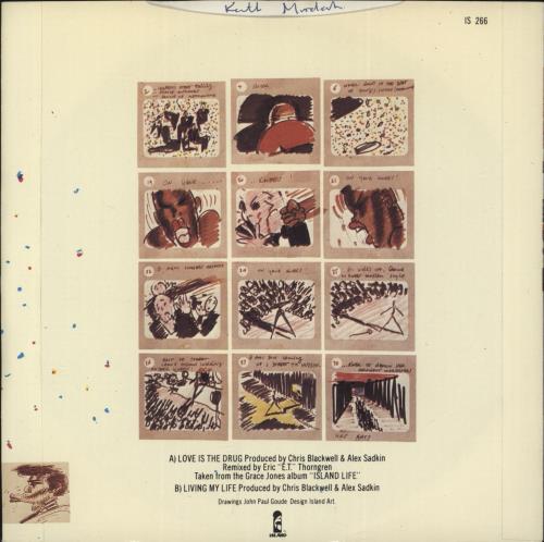 Grace Jones Love Is The Drug 7" vinyl single (7 inch record / 45) UK GJO07LO192928