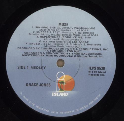 Grace Jones Muse vinyl LP album (LP record) US GJOLPMU402502