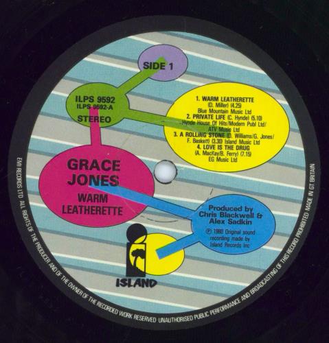 Grace Jones Warm Leatherette - Original Artwork - 'bubbles' Label vinyl LP album (LP record) UK GJOLPWA770199
