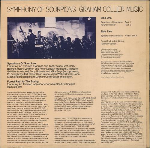 Graham Collier Symphony Of Scorpions vinyl LP album (LP record) UK GE8LPSY854851