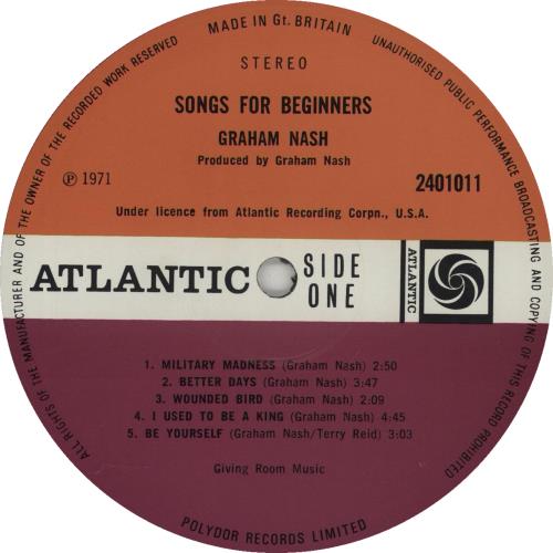 Graham Nash Songs For Beginners - 1st - US Sleeve vinyl LP album (LP record) UK NSHLPSO660361