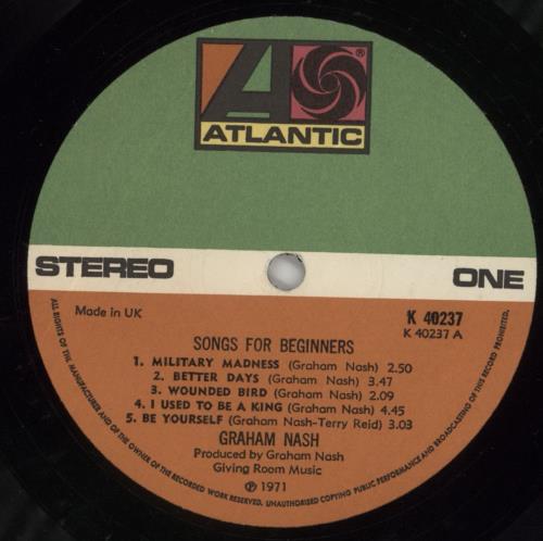 Graham Nash Songs For Beginners - 2nd + Insert vinyl LP album (LP record) UK NSHLPSO333342