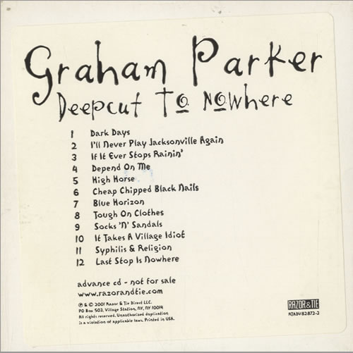 Graham Parker Deepcut To Nowhere CD album (CDLP) US GRPCDDE518880