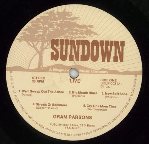 Gram Parsons Live 1973 vinyl LP album (LP record) UK GRMLPLI499027