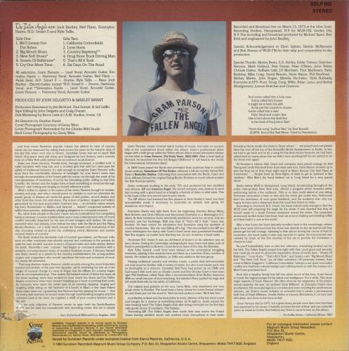 Gram Parsons Live 1973 vinyl LP album (LP record) UK GRMLPLI499027