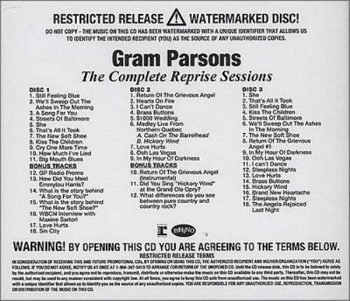 Gram Parsons The Complete Reprise Sessions 3-CD album set (Triple CD) US GRM3CTH377573