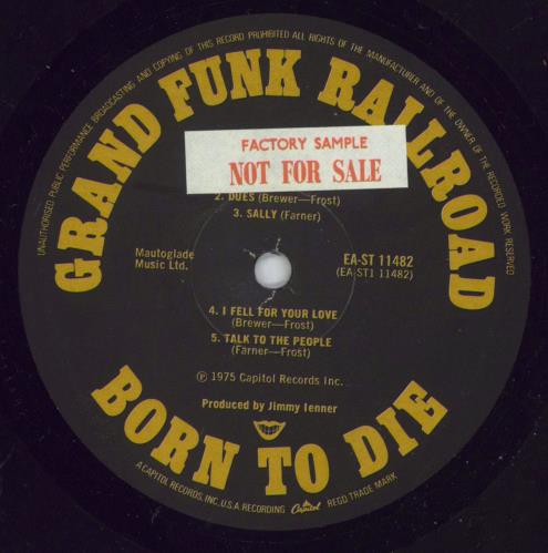 Grand Funk Railroad Born To Die - Factory Sample vinyl LP album (LP record) UK GFRLPBO828205