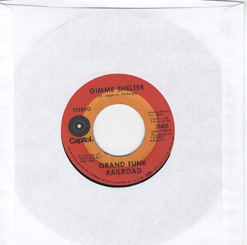 Grand Funk Railroad Gimme Shelter 7" vinyl single (7 inch record / 45) US GFR07GI334597