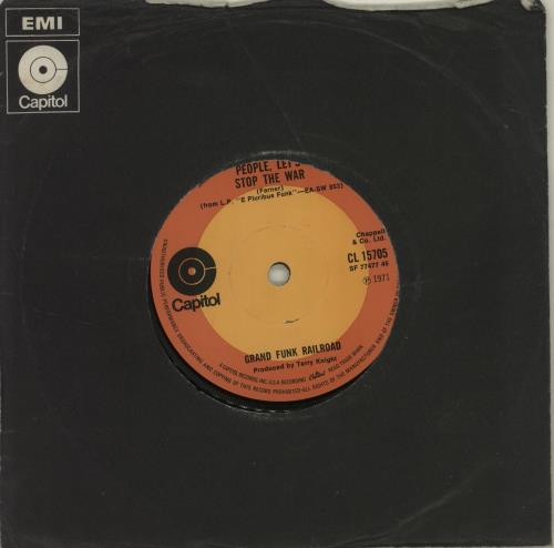 Grand Funk Railroad People, Let's Stop The War 7" vinyl single (7 inch record / 45) UK GFR07PE683306