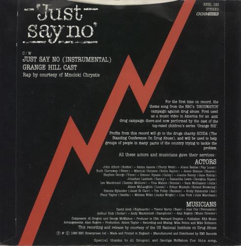 Grange Hill Just Say No 7" vinyl single (7 inch record / 45) UK GT907JU565637