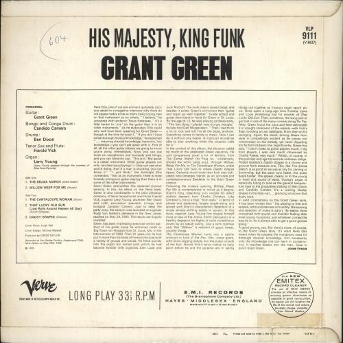 Grant Green His Majesty, King Funk vinyl LP album (LP record) UK GR-LPHI728702