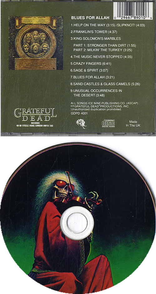 Grateful Dead Blues For Allah CD album (CDLP) UK GRDCDBL633172