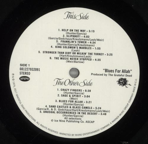 Grateful Dead Blues For Allah vinyl LP album (LP record) UK GRDLPBL882390