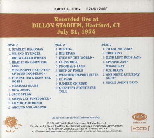 Grateful Dead Dave's Picks Volume 2: Dillon Stadium, Hartford, CT 7/31/74 + Bonus Disc 4-CD album set US GRD4CDA790393