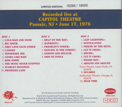 Grateful Dead Dave's Picks Volume 28: Capitol Theatre, Passaic, NJ 6/17/76 3-CD album set (Triple CD) US GRD3CDA790449