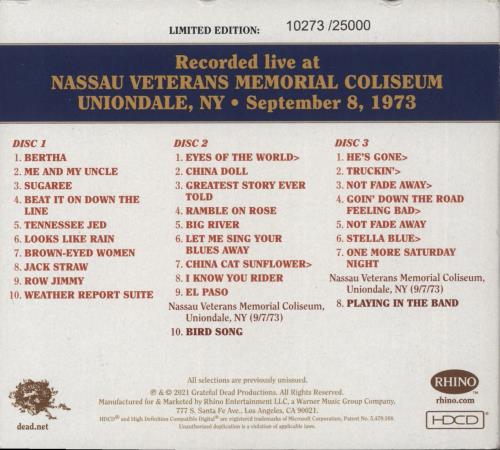 Grateful Dead Dave's Picks Volume 38: Nassau Veterans Memorial Coliseum, Uniondale, NY 9/8/73 + Bonus Disc 4-CD album set US GRD4CDA790483