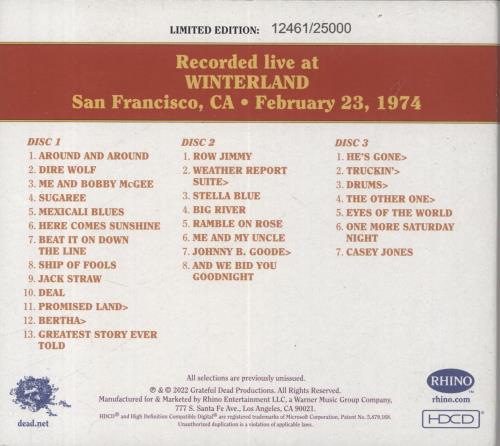 Grateful Dead Dave's Picks, Volume 42 (Winterland, San Francisco, CA - 2/23/74) + Bonus Disc 4-CD album set US GRD4CDA847518