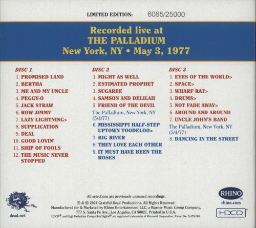 Grateful Dead Dave's Picks, Volume 50 (The Palladium, New York, NY - 5/3/77) 4-CD album set US GRD4CDA866521