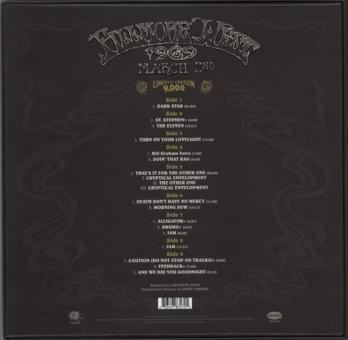 Grateful Dead Fillmore West 1969: March 2nd - RSD BF23 - 180 Gram Vinyl Vinyl Box Set UK GRDVXFI878324