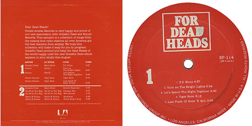 Grateful Dead For Dead Heads vinyl LP album (LP record) US GRDLPFO368389