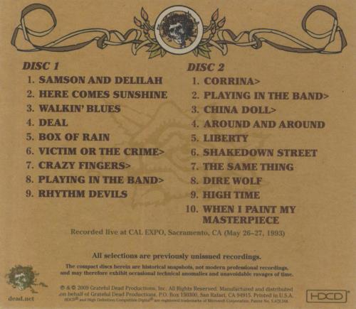 Grateful Dead Road Trips Vol. 2, No. 4: Cal Expo '93 + Bonus CD 3-CD album set (Triple CD) US GRD3CRO632363