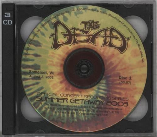 Grateful Dead Summer Getaway 2003, Somerset, WI August 3, 2003 3-CD album set (Triple CD) US GRD3CSU882356