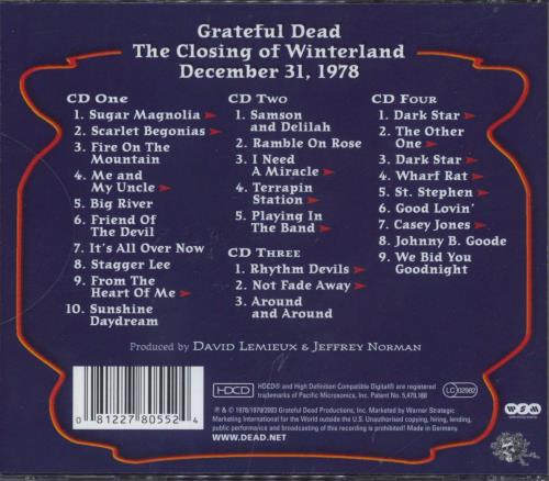 Grateful Dead The Closing Of Winterland 4-CD album set German GRD4CTH829838