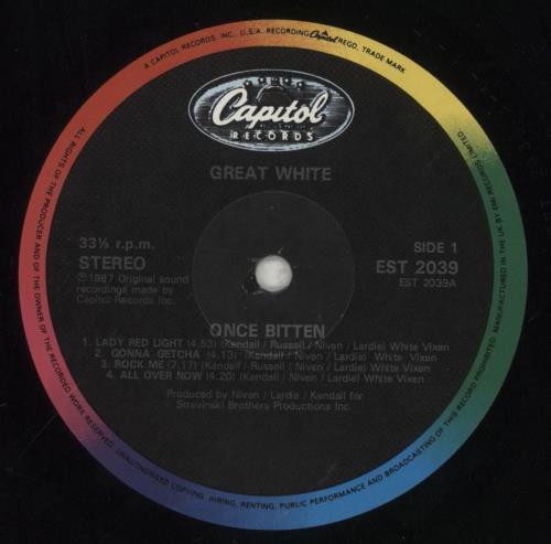 Great White Once Bitten vinyl LP album (LP record) UK G-WLPON295867