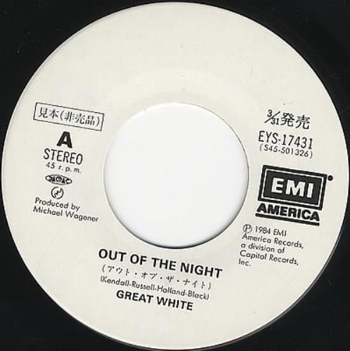 Great White Out Of The Night 7" vinyl single (7 inch record / 45) Japanese G-W07OU379190