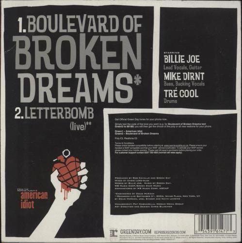 Green Day Boulevard Of Broken Dreams - EX 7" vinyl picture disc (7 inch picture disc single) UK GRN7PBO867294