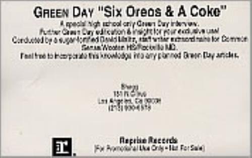 Green Day Six Oreos & A Coke cassette album US GRNCLSI235320