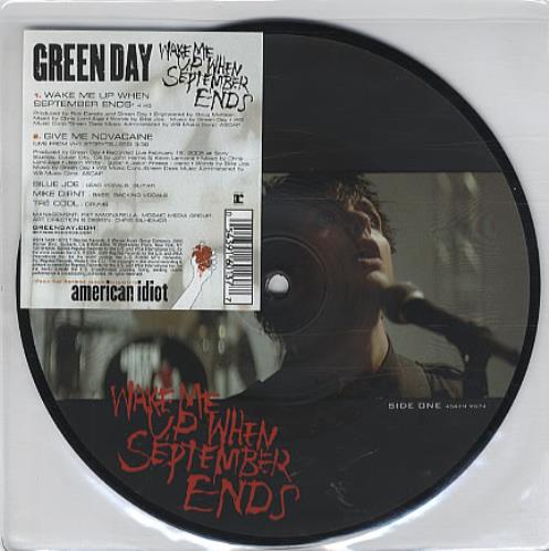 Green Day Wake Me Up When September Ends 7" vinyl picture disc (7 inch picture disc single) UK GRN7PWA326699