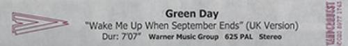 Green Day Wake Me Up When September Ends video (VHS or PAL or NTSC) UK GRNVIWA353618