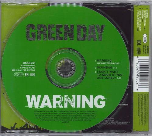 Green Day Warning CD single (CD5 / 5") UK GRNC5WA256895