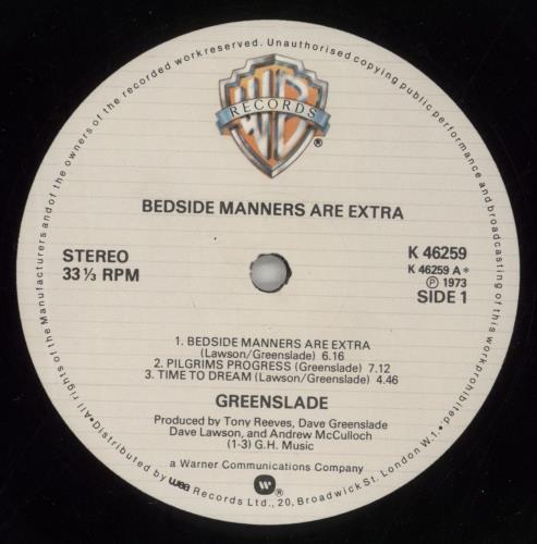 Greenslade Bedside Manners Are Extra vinyl LP album (LP record) UK GSDLPBE868226